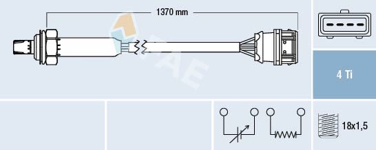 FAE 77359 Oksijen Sensörü Ota4n-5d1 Volvo S40 2.0t4 97-04 1362mm