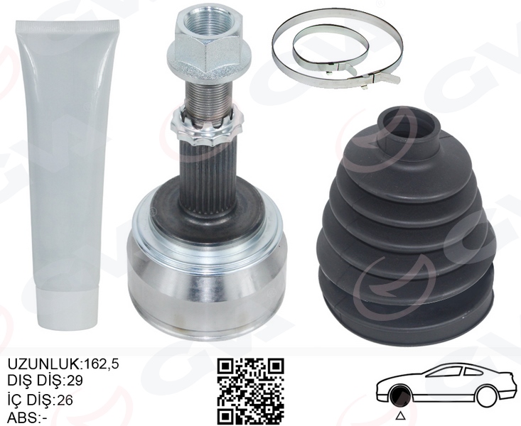 NI-1128 Aks Kafasi Sol-Sag On Dis 29x28x62 Nissan Qashqai (J11) 1.6 Dci M-T Uzunluk 169,5 Mm 2014- / X-Trail 1.6 Dci 2013-