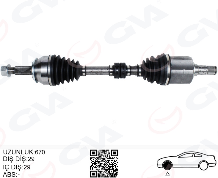 NI-8035 Komple Aks Sol On Uzunluk 670mm Nissan Qashqai (J11) 1.6 Dci A-T 2014- / Renault Kadjar 1.6 Dci A-T 2015-