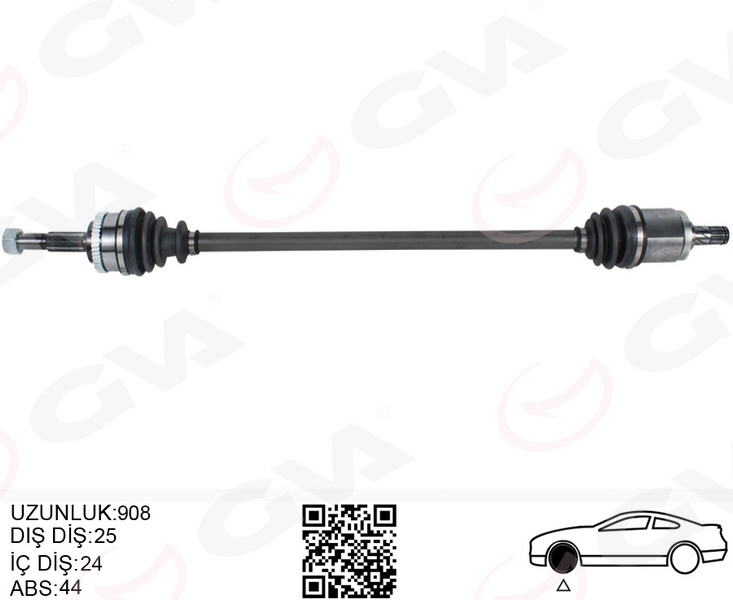 MGA-73118 Komple Aks Sag On Nissan Almera Ii (N16) 1.5i 16v A-T/M-T Absli  2000-2007  (Abs 44 / 25×24x908mm)