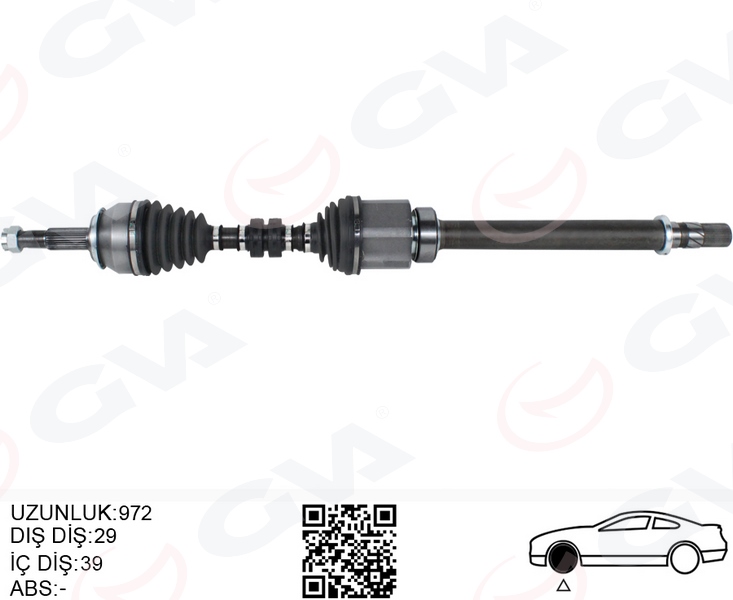 MGA-73426 Aks Komple Sag  Manuel  - (Nissan Qashqai 1.6 Dci 2014/ 6 Ileri M/T) - 29×39x62x972mm