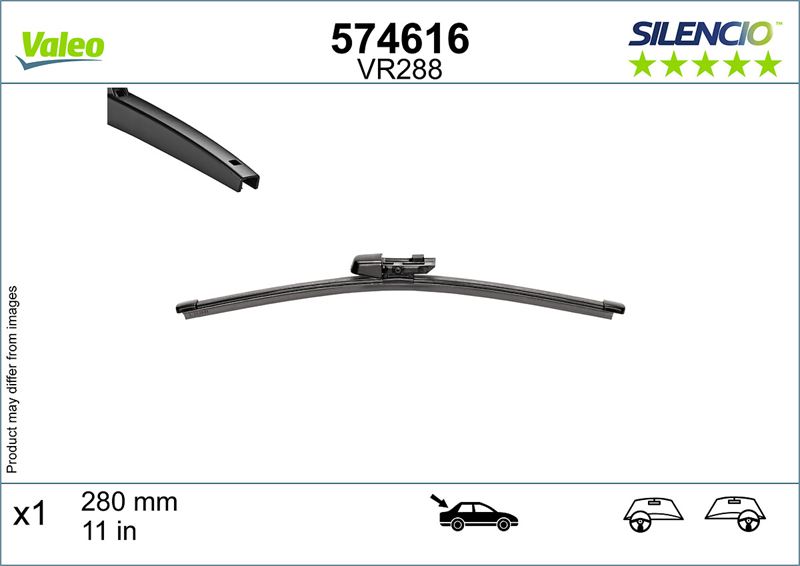 VALEO 574616 Silencio Silecek Rear Lhd Rhd Vr288 X1