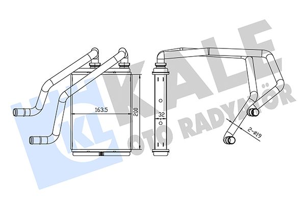 KLR-360730 Kalorifer Radyatoru Nissan X-Trail I 2.0 2.2dci 2.0 2.2dci 4×4 01 13 Borulu-Kelepceli Brazing Al Al 200×163.5x32