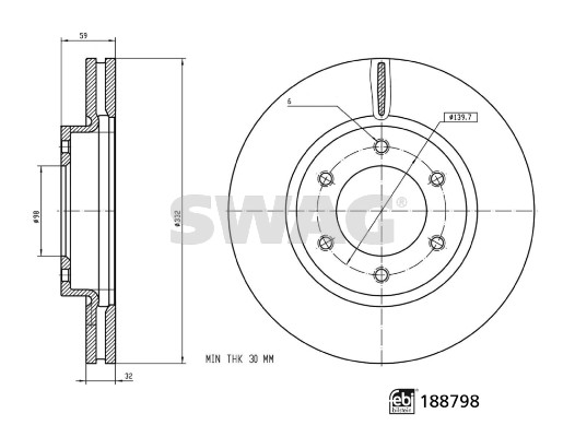 SWAG 33110892 Fren Diski Ön Ford Ranger 19> Çap: 332mm