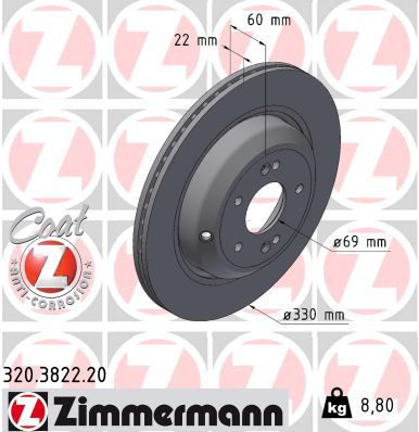 ZIMMERMANN 320.3822.20 Fren Diski Stinger Ck 2.0 T-Gdi 17 >