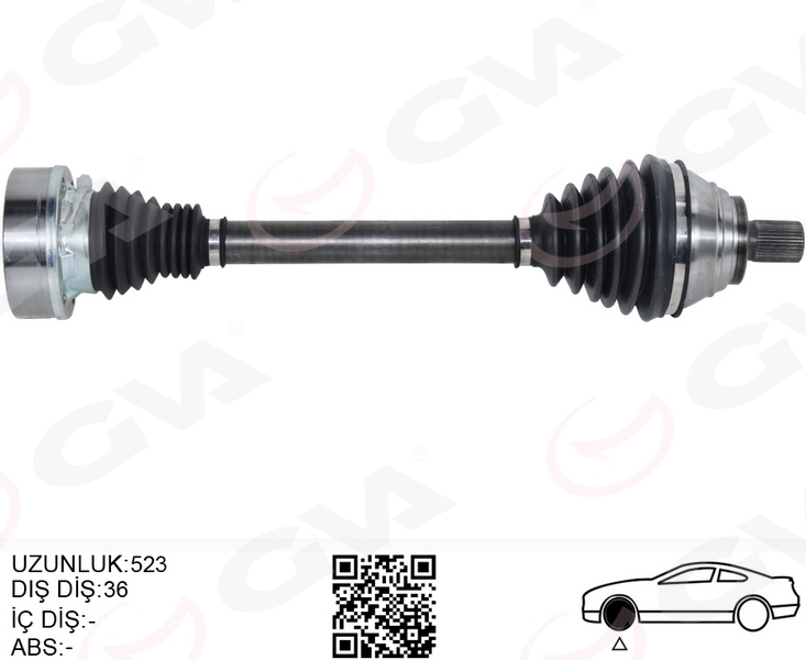 GVA 4475093 Aks Ön Sol Golf Plus 1.9tdi 05- Golf V 1.9tdi 03- Golf Vi 2.0tdi 08- Toruran 1.9tdi 03-
