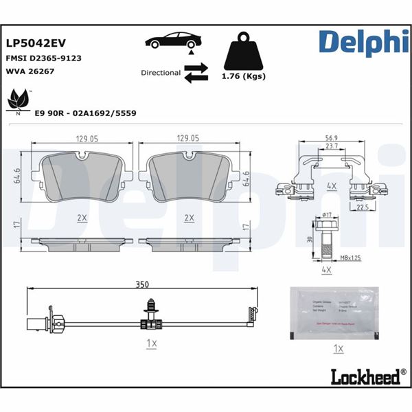 DELPHI LP5042EV Fren Balatasi Elektrikli Audi E-Tron Quattro-E-Tron Sportback Quattro-Q8 E-Tron Quattro-Q8 E-Tron Sportback Quattro-Sq8 E-Tron Quattro-Sq8 E-Tron Sportback Quattro Arka 09-2018>