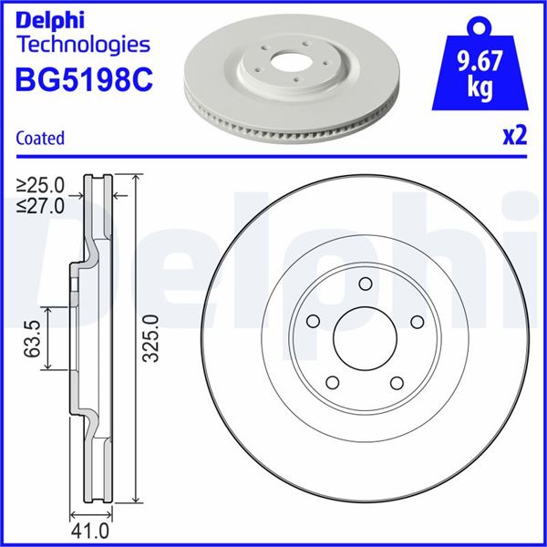 DELPHI BG5198C Fren Diski Çiftli Paket - Boyali Deliksiz Ford Puma Ön -
