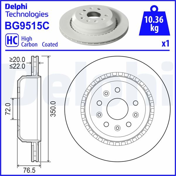 DEL-BG9515C Fren Diski (Tekli Paket) - Boyali, Delikli