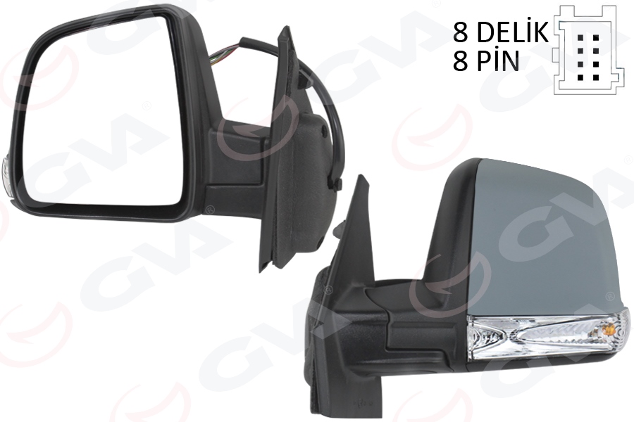 GVA 1029115 Diş Dikiz Aynasi Elektrikli Sol Doblo Iii 2011 Md. Sinyalli Katlanir / Power Flok Astarli 8 Fiş
