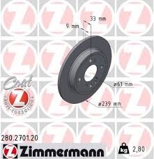 ZIMMERMANN 280.2701.20 Arka Fren Diski Dolu Tip Honda Jazz Elegance Crosstar E-Hev 1.5l Leb8 Hybrid Gr3 Gr6 Kasa 21-> 239 Çap X 4 Bijon - Adet Disk Fiyatıdır
