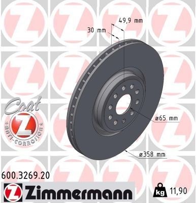ZIMMERMANN 600.3269.20 Fren Diski Q4 Sportback F4n 50 E-Tron Quattro 21 >
