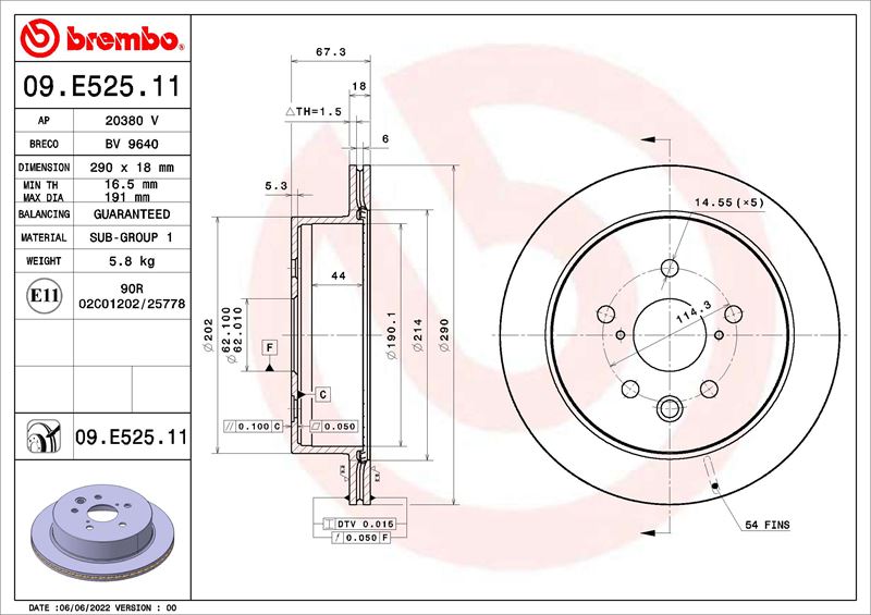 BREMBO 09E52511 Fren Diski Lexus Is Iii E3 04-13->