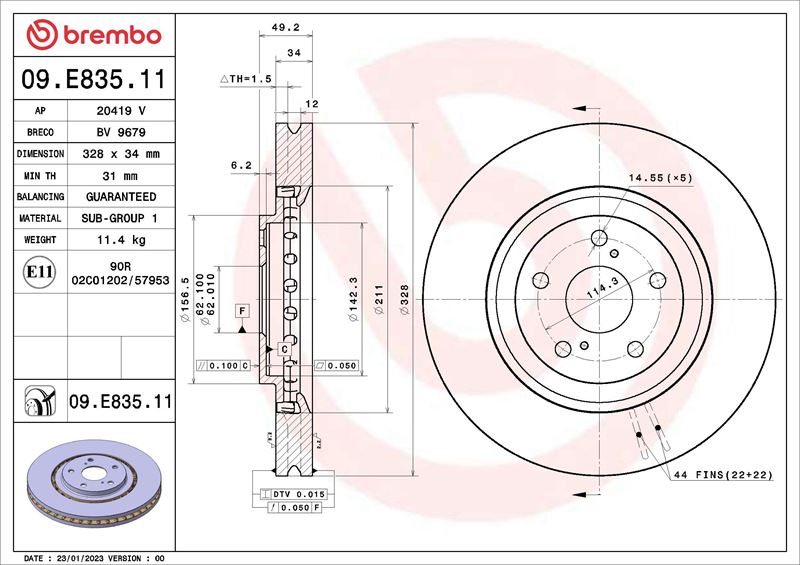 BREMBO 09E83511 Fren Diski Lexus Rx L1 12-08-12-15