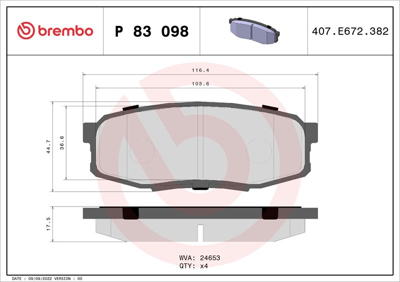 BREMBO P83098X Arka Fren Balata Toyota Landcruiser 4.5l 1vd-Ftv Vdj200 Dizel D4-D 08-> 4.6l 2uz-Fe Uzj200 V8 08->