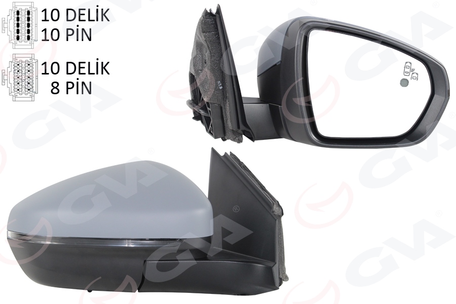 GVA 1043312 Diş Dikiz Aynasi Sağ Elektrikli Katlanabilir Isitmali Sinyalli Astarli Konveks Hafizali Blis Li Psa 3008-4008 16-23