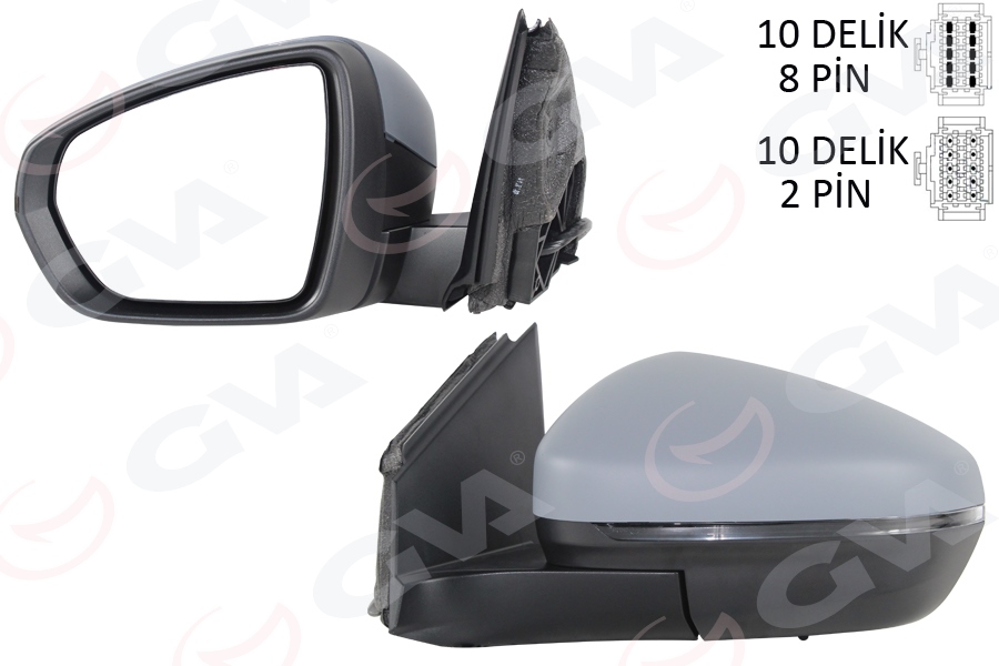 GVA 1043315 Diş Dikiz Aynasi Sol Elektrikli Katlanabilir Isitmali Sinyalli Astarli Konveks Peugeot P3008-P5008 1 6> Citroen C5 Aircross 16>23