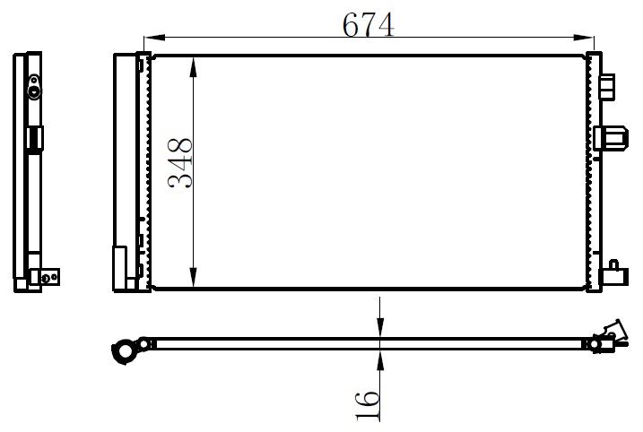 KAL 350675 Klima Radyatörü Kondenser/Brazing (Al/Al)/654x358x16 Fluence