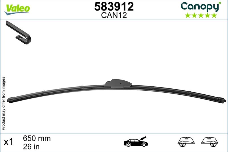 VALEO 583912 Silecek Süpürgesi 650 Mm Canopy
