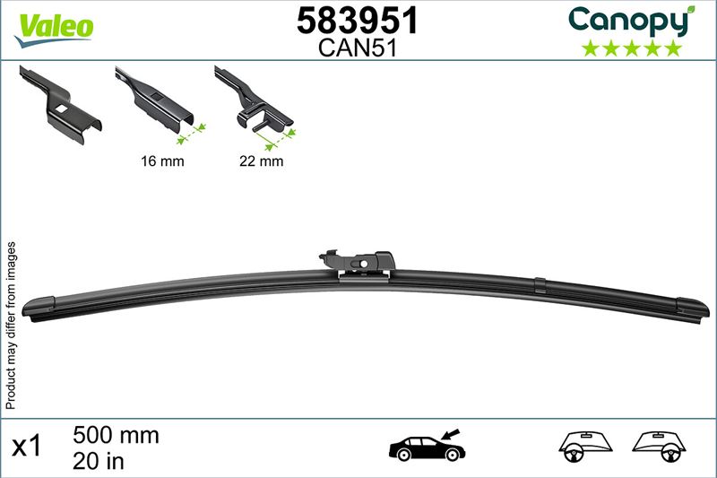 VALEO 583951 Silecek Süpürgesi 500 Mm Canopy