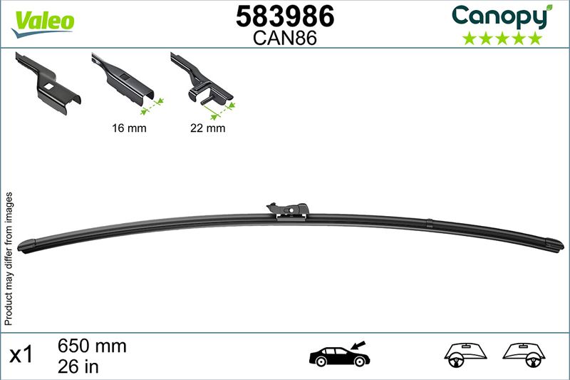 VALEO 583986 Silecek Süpürgesi 650 Mm Canopy