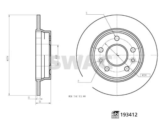SWAG 33111227 Fren Diski Arka Renault Kangoo Iii 21>