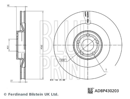 BLUEPRINT ADBP430203 Fren Diski Ön Ford Mustang Mach-E 20> Elektirkli Model 3s Mustang Mach-E K3s Awd