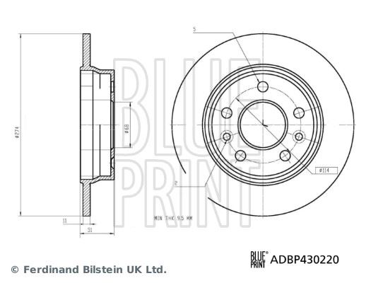 BLUEPRINT ADBP430220 Fren Diski Arka Renault Kangoo Iii 21>