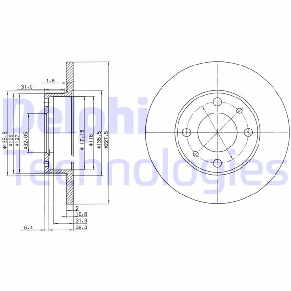 DELPHI BG2147 Ön Fren Aynasi M131 1600 227x10.8x4dl