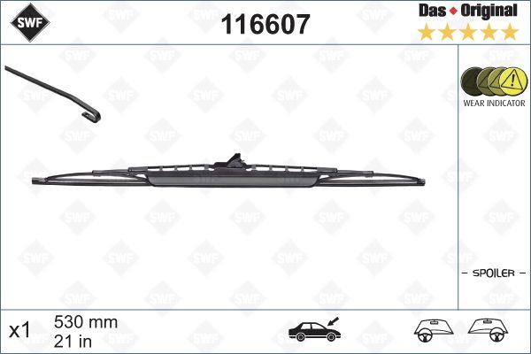 VALEO 116607 Silecek Swf 53cm X1 Spoilerli Golf Iii Iv A3-A4-Bmw 3-Golf 3-Passat Inca Ibiza Leon Avensis