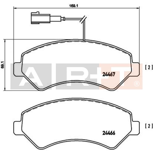 ART A01.2492 Ön Balata Boxer 06> Jumper 06> Ducato 06> 169.1x69.1x19
