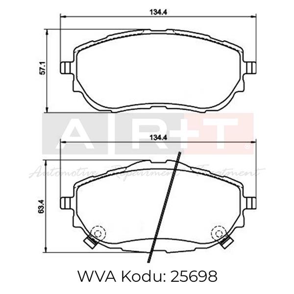 ART A08.2691 Ön Fren Balata Toyota Auris Corolla 1.33l 1.6l 1nr-Fe 1zr-Fae Nre180 Zre181 Zre185 12-> / 1.4l 1nd-Ftv Nde180 12->