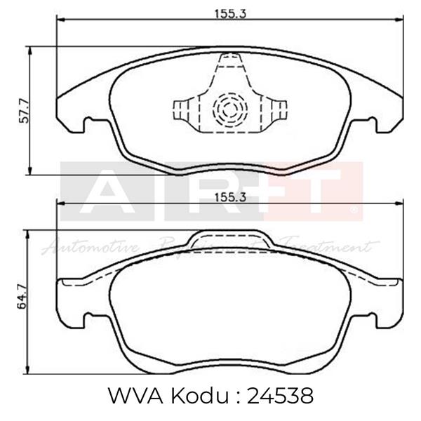 ART A12.2101 Ön Fren Balatasi Peugeot Partner 08>11 P5008 09>17 Citroen Berlingo 08> C4 Picasso 06>15 Ds4 11>18 D S5 15>18 283mm