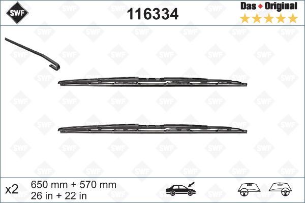 VALEO 116334 Silecek Supurgesi Takimi 650mm / 570mm Bmw E39 Swf