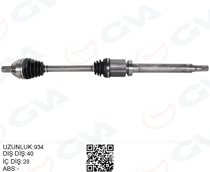 GVA 4499127 Ön Aks Komple Sağ Sag S60 Ii Volvo 1.6 D2 10>15 S80 Ii 1.6d 10> V60 Volvo 1.6 10>15 V70 Iii Volvo 1.6 D2 07>15 6 Vitesli Otomatik Şanziman İçin Uzunluk 934mm 57 Teker Tarafli Dis 40