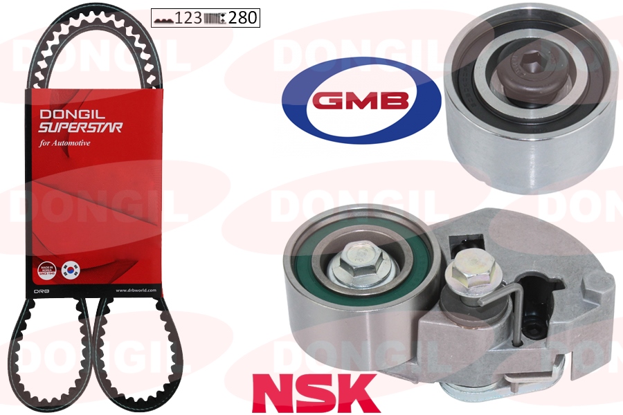 DONGIL KIT123RU28 Triger Kayiş Seti Eksantrik Seti Hyundai Accent Admire Getz 1.5l D3ea 02-05 / Tucson Santafe 2.0l 2.2l D4ea D4eb 04-09 / Sonata 2.0l 06-11 / Kia Sportage 2.0l D4ea 04-10 1 Kayiş 2 Rulman 123x280