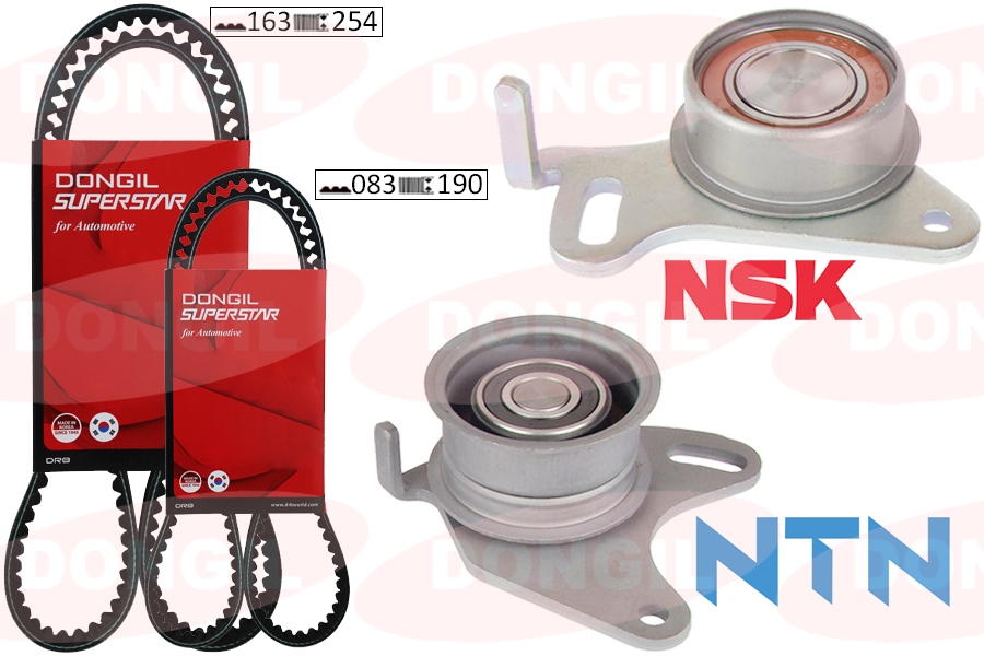 DONGIL KIT163ZBS25-83RU19 Triger Kayiş Seti Eksantrik Seti Hyundai H100 2.5l D4bx 4d55 Panelvan. Kamyonet E.M. 88-96 / Mitsubishi L200 L300 2.5l 4d56 8v E.M. 86-99 2 Kayiş 2 Rulman 163x250 083x190