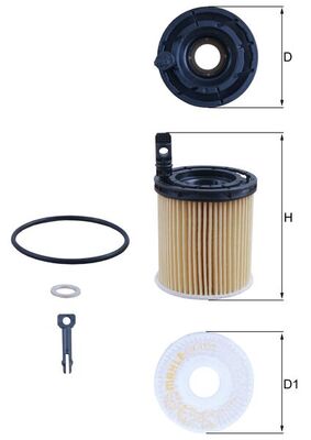 MAHLE OX1121D Yağ Filtresi Hyundai Elantra 1.6l G4fm 21-> / Tucson 1.6l T-Gdi G4fp 21-> / Kia Sportage 1.6l G4fp 2 0->