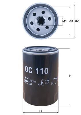 MAHLE OC110 Yag Filtresi Mercedes M103 W201 W124 S124 W126 R129