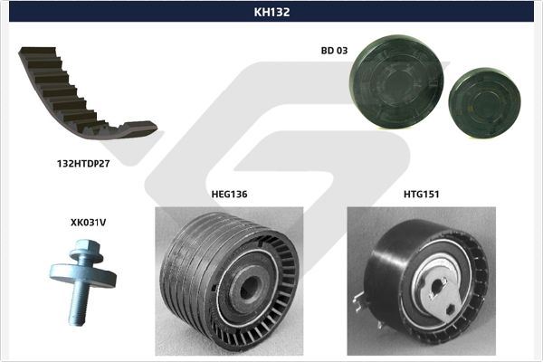 HUTCHINSON KH132C Eksantrik Gergi Kiti Clio Ii 01> Clio Iii 04>Megane I 96> Megane Ii 02> Megane Iii 09> Laguna I 96> Laguna Ii 01> Scenic I 96> Scenic Ii 02> 1.4-1.6- 16v K4m-K4j