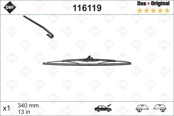 VALEO 116119 Silecek Süpürgesi Arka Golf3-Golf4 340 Mm