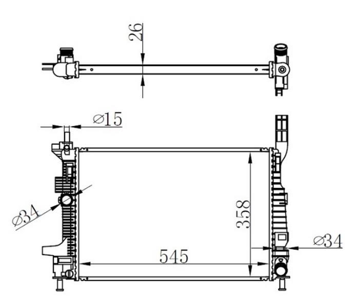 GVA 3135141 Motor Su Radyatoru Focus Iii 1.5tdci 1.6tdci 95ps 115ps 12>Yeni Connect 14> 1.5tdci 1.6 Tdci Olcu 545 358 26 Brazing