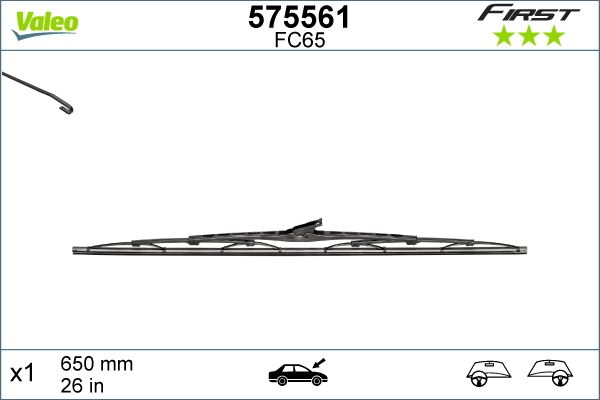 VALEO 575561 Silecek Süpürgesi 65cm X1 Normal Tip First Üniversal