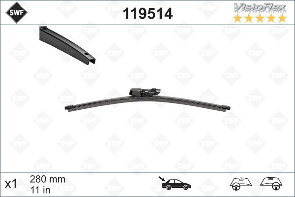VALEO 119514 Silecek Süpürgesi Arka Golf6-Golf7-Polo-Fabia 280 Mm