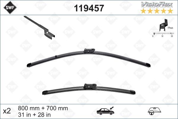 VAL-119457 Swf Visioflex Flat Blade (X2) (810+690 Mm) Peugeot 3008 (09-)   5008 (09-)