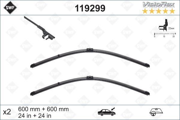 VALEO 119299 Silecek Supurgesi Takimi 600mm / 600mm Mercedes W204 S204 C204 C218 X218 W212 S212 C207 A207 Swf