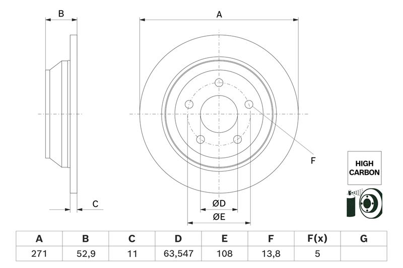 BOSCH 0986479H55 Arka Fren Disk Ayna Ford Puma 19>