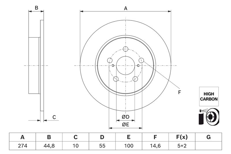 BOSCH 0986479H63 Fren Diski Arka 274mm Toyota Yaris (P21 Pa1 Ph1) 1.5 Hybrid (Mxph10 Mxph11) 2020>