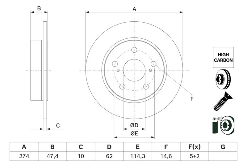 BOSCH 0986479H73 Fren Diski Arka Dolu Tip Toyota Corolla 19- 1.8 Vvti Hybrid