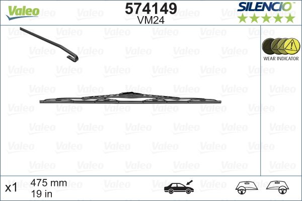 VALEO 574149 X Silecek Silencio 47.5cm X1 Vm24 Golfiii-Astra G-Focus 4k Yt